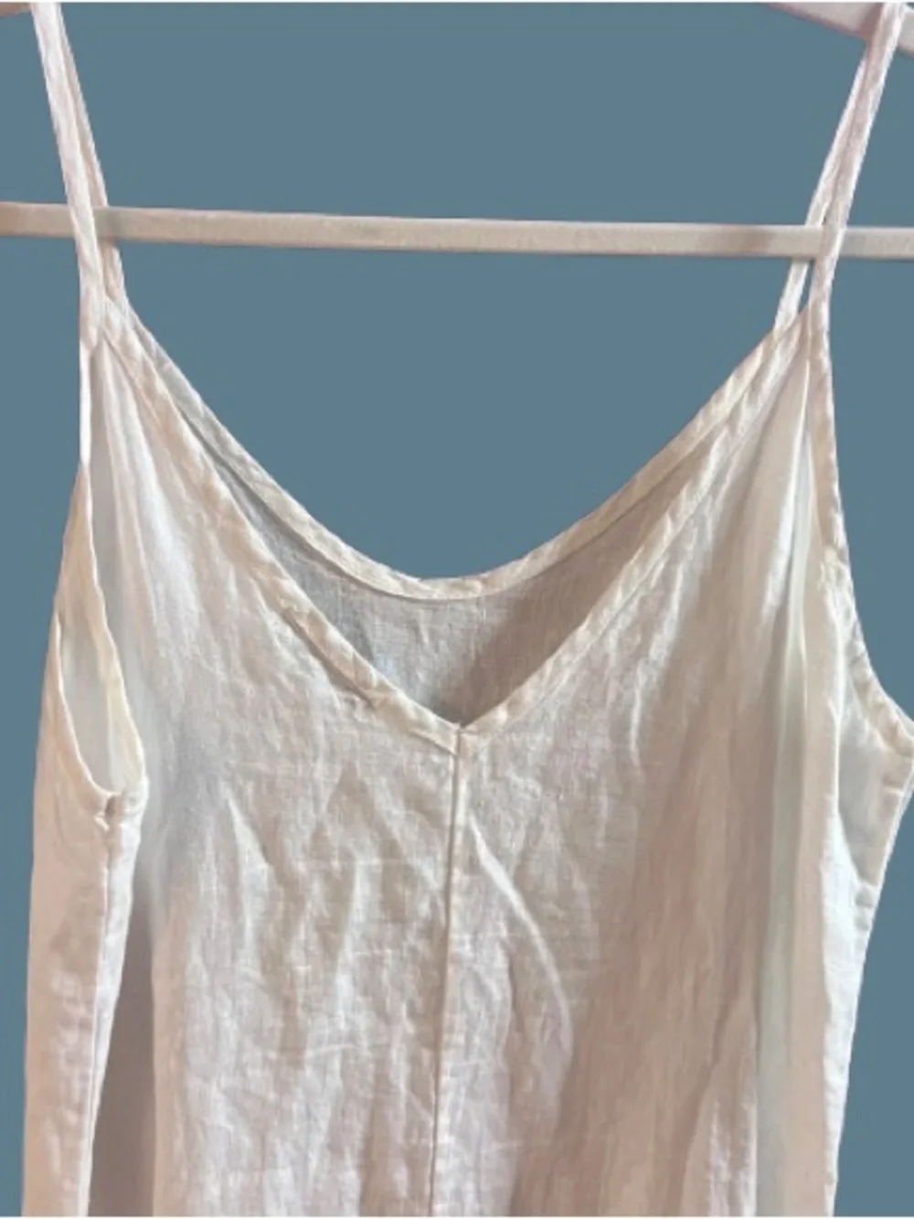 White 100% Linen Tiered Maxi Slip Dress Size M VGUC - Picture 6 of 10